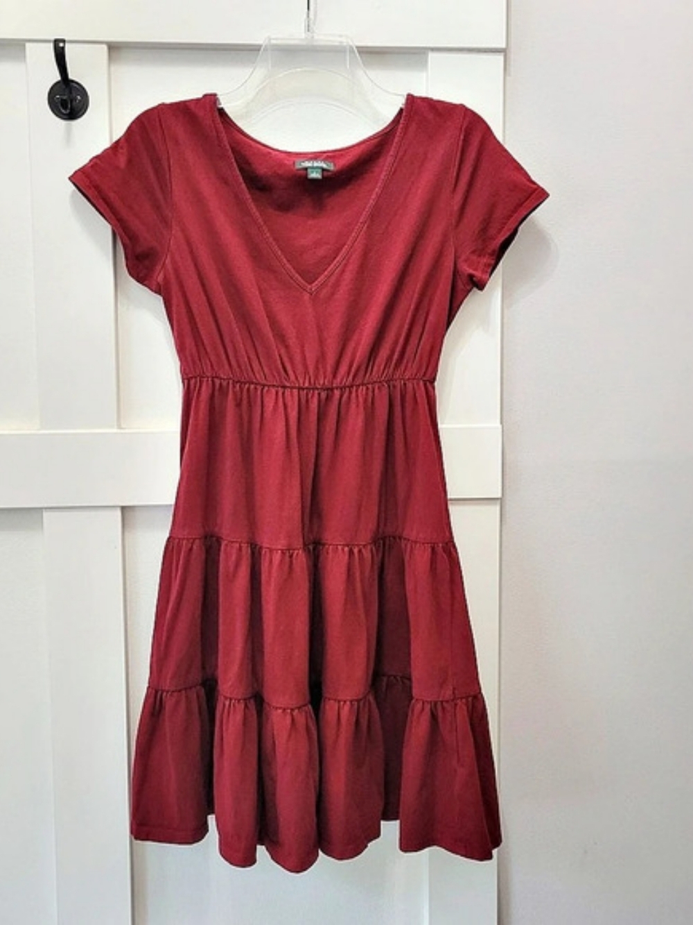 Wild Fable Cotton Tiered Mini Dress in Maroon Size Small